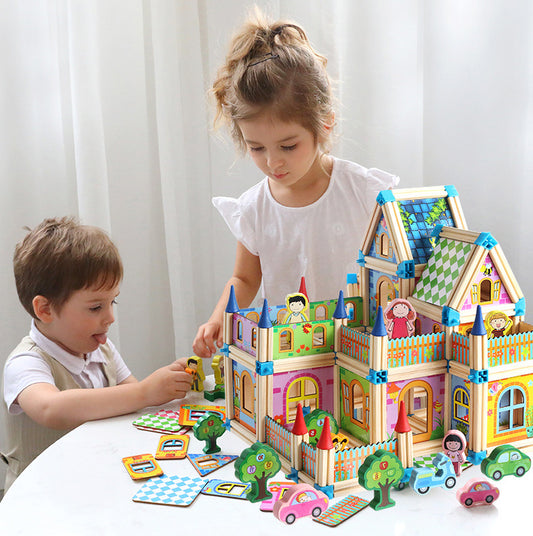 Children's Wooden Building Blocks Set